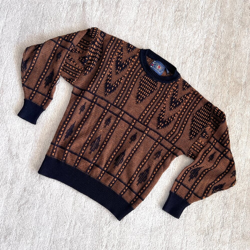 Retro AZL Mens Sweater - Pullover - Black 7 Bronze - Size Large - Vintage